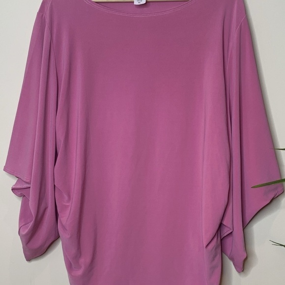 Heart Throb Dusty Rose Rouched Sides Boatneck Kimono Sleeve Tunic Stretch Top 3X - Picture 4 of 13